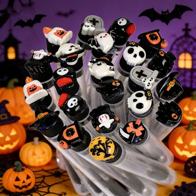 10pcs Professional Halloween Tube Mascara Wand Spooky Horror & Cute Face Brushes Eyelash& Eyebrow Grooming Kitfor Parties — image 3