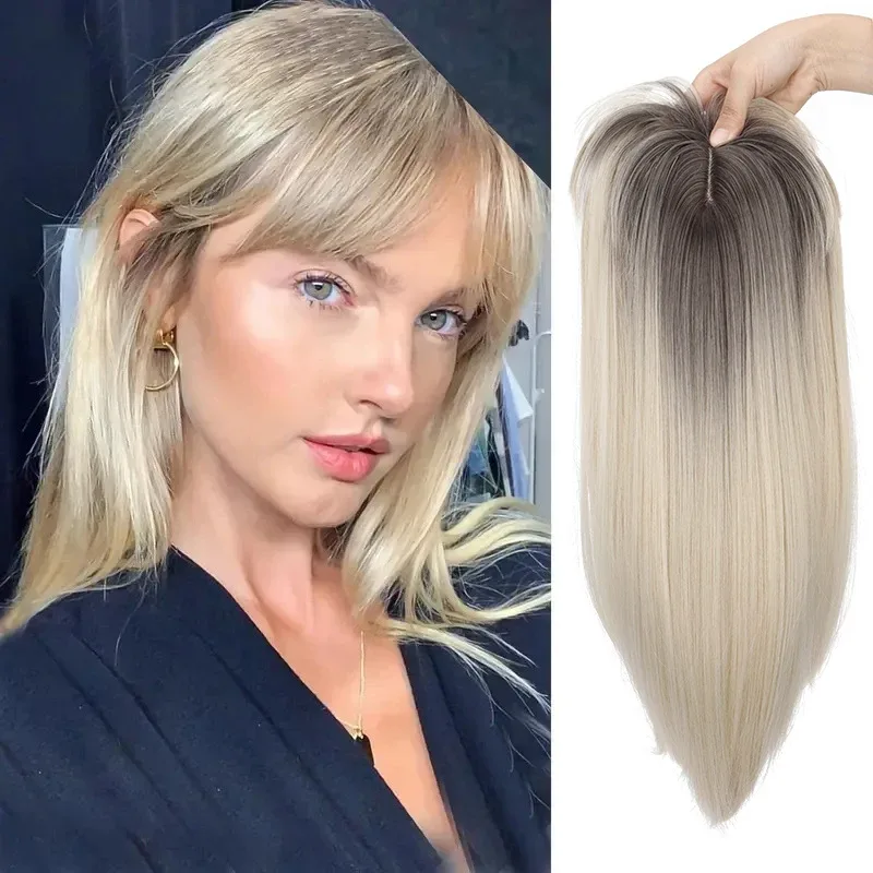 Synthetic Topper Hair Long Straight Invisible Hair Extension Loss Hairpiece Heat Resistant Fiber For Women Daily Styling