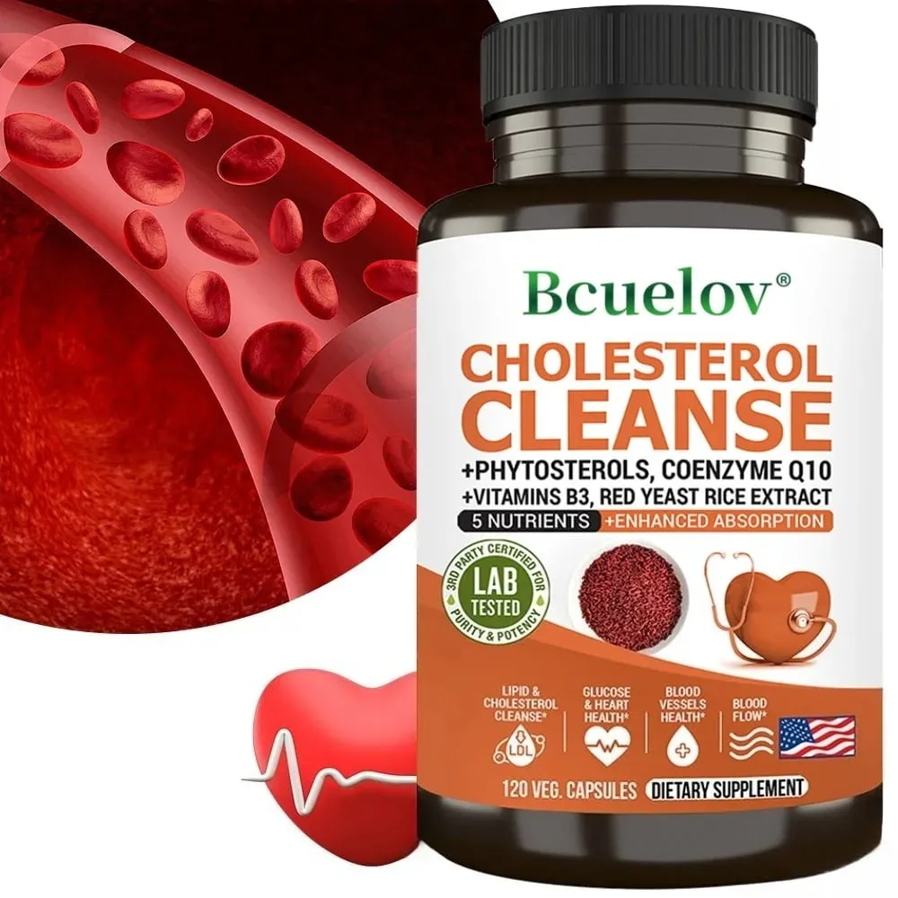 Cholesterol Cleanse Capsules with Coenzyme Q10 Red Yeast Rice Extract Antioxidants Maintain Cardiovascular Health — image 1