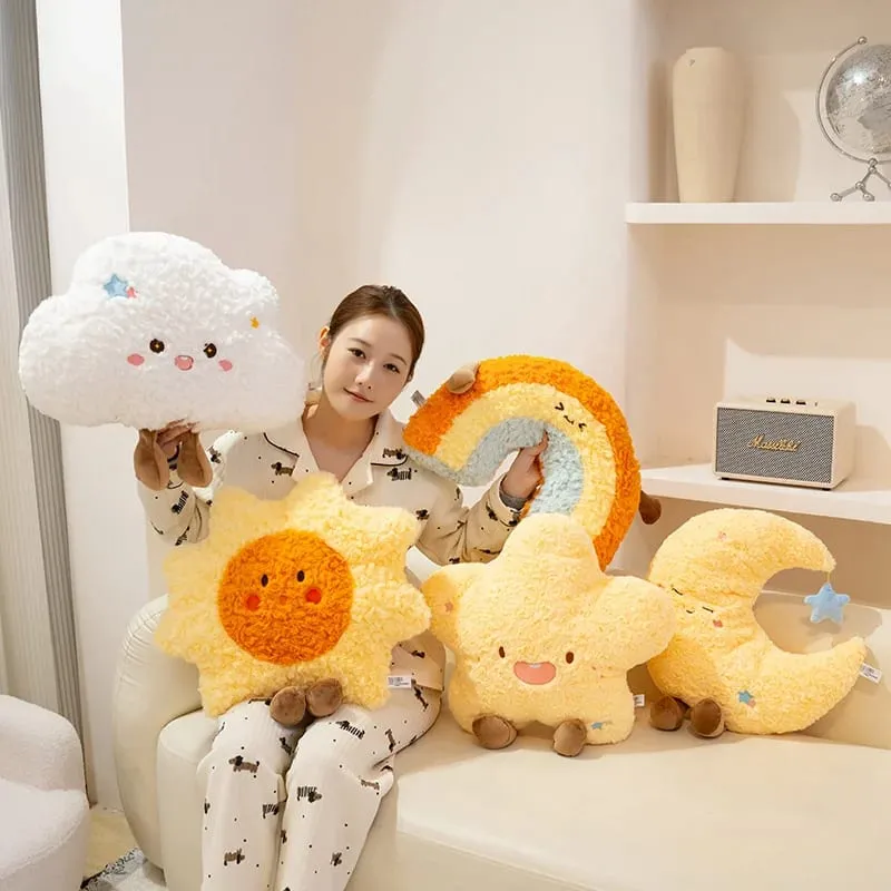 45cm Cute Rainbow Cloud Sun Moon Star Throw Pillow Cushion Rainbow Plush Toy Bedroom Decoration Doll Pillow Sofa Cushion — image 3