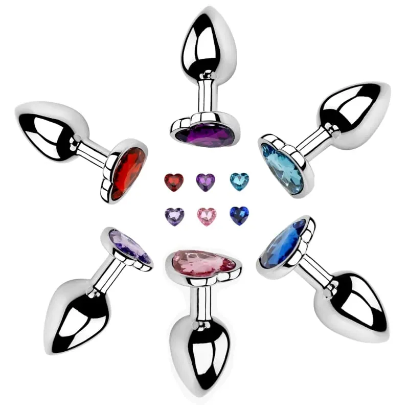 Heart Shaped Metal Anal Plug Butt Plug 6 Colors S/M/L Sizes Unisex Adult Sex Toys for Men Women Anal Massager Pleasure Toy — image 1
