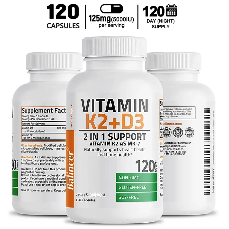 D3+K2 Vitamin D3 5000IU and 90 Mcg Vitamin K2 (MK-7) Vegan Capsules for Bone Density teeth skin heart Health and Immunity — image 11