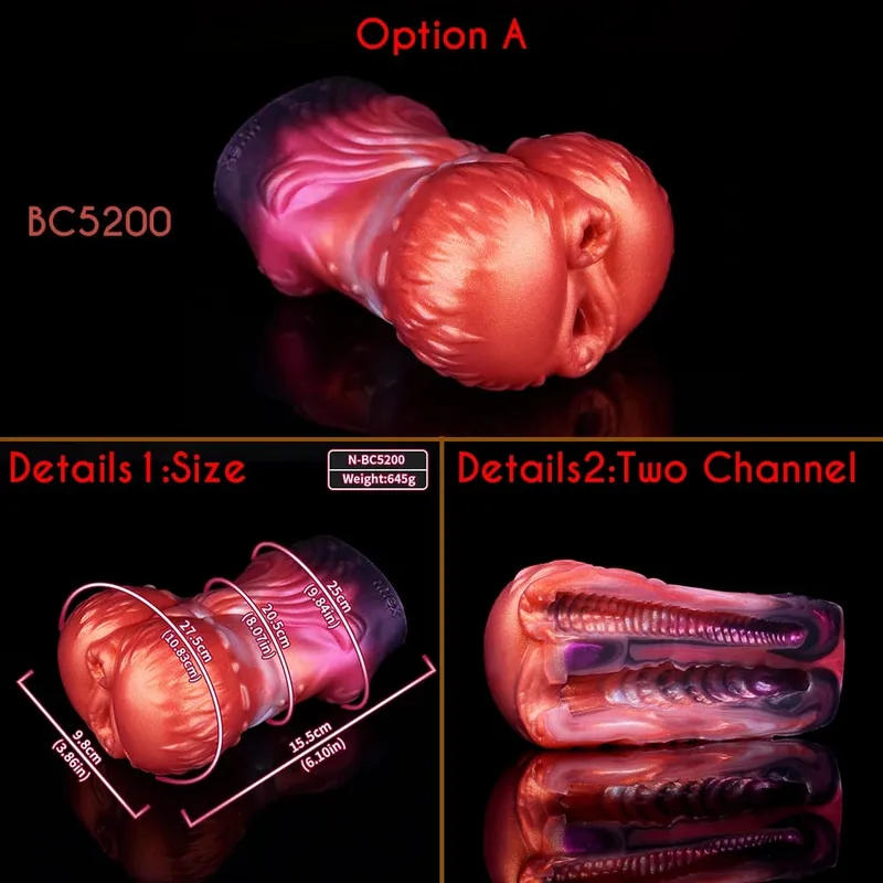 Dual Channel Monster Pussy Masturbator Soft Silicone Male Masturbation Cup Realistic Vagina Penis Training Sex Toys for Man