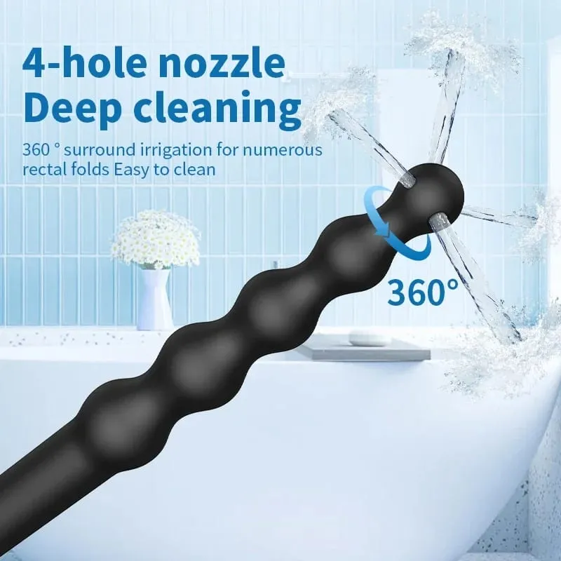Silicone longo 58cm contas anais plug dilatador douche enema vagina kit de limpeza buttplug seringa cabeça de chuveiro brinquedo sexo gay para casais — image 2