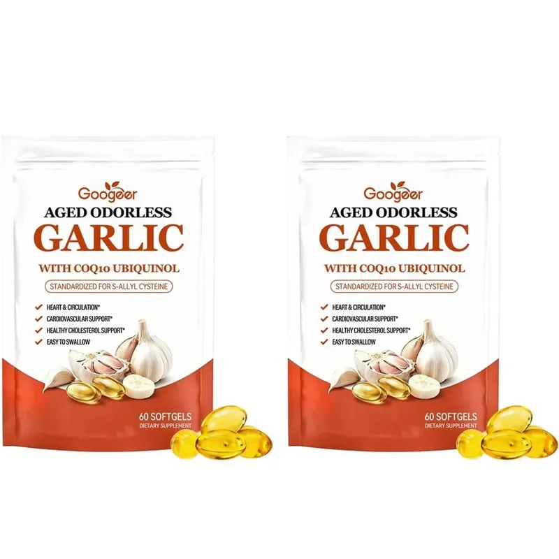 Googeer Aged Odorless Garlic Softgels with CoQ10 Ubiquinol Vitamin K2 (MK-7) for Circulation & Cholesterol Support 60 Softgels — image 8