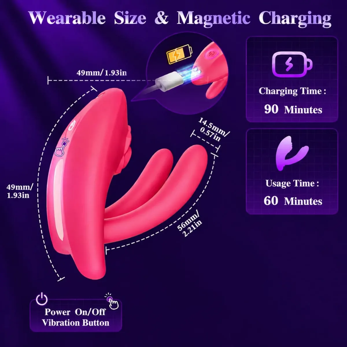 Rechargeable G-Spot and Clitoral Vibrator for Couples 3 Powerful Motors 9 Vibration Modes App Control Silicone Toy for Ultimate — image 4
