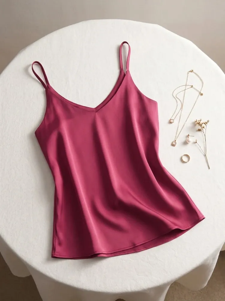 zjaiss Halter V Neck Basic White Cami 2026 Summer Spaghetti Strap Women Tank Top Sleeveless Satin Silk Tops Women'S Camisole — image 14