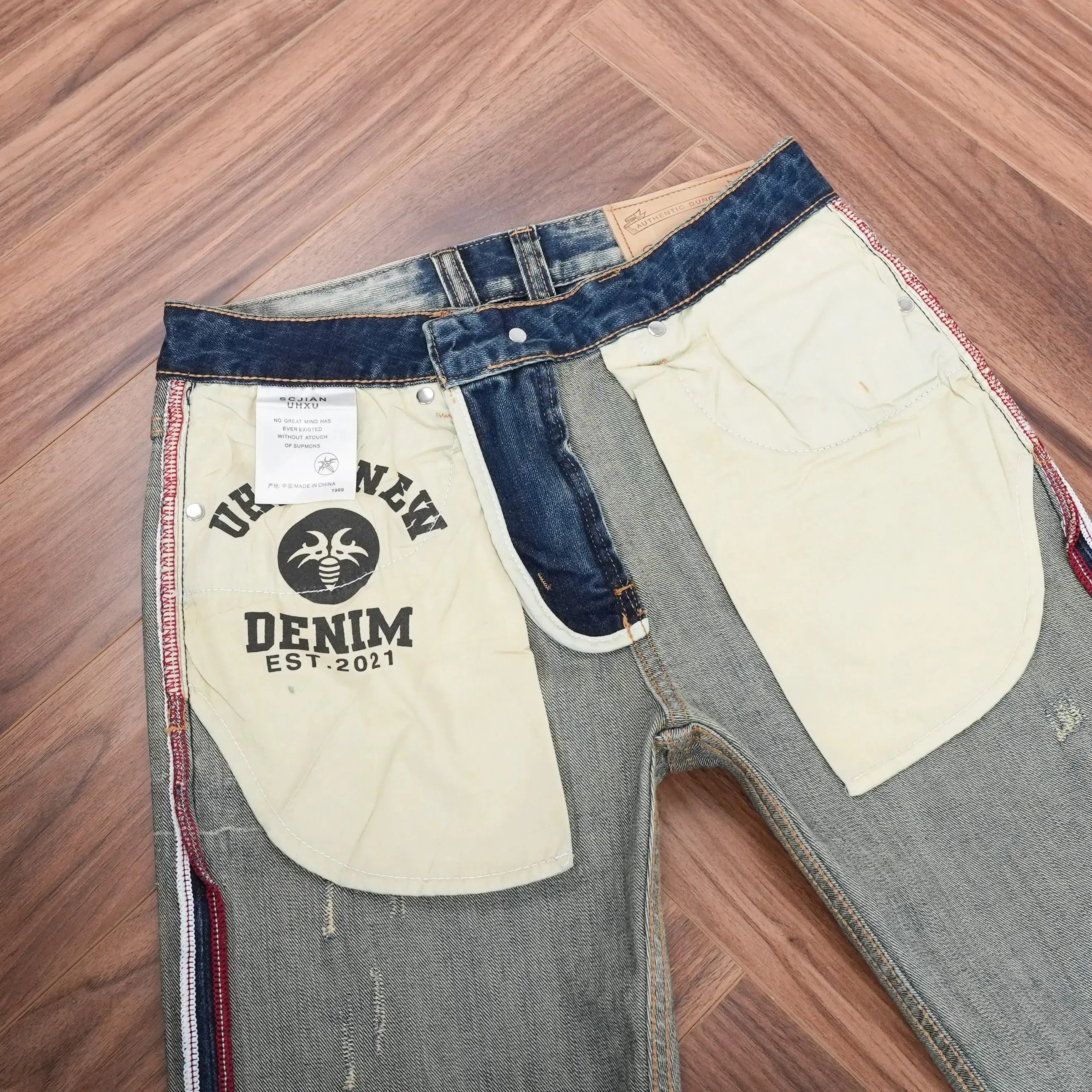 2026 Spring Autumn Men's Distressed Washed Vintage Regular Straight Denim Jeans American Retro Worn-In Look Trendy Style Pants — image 5