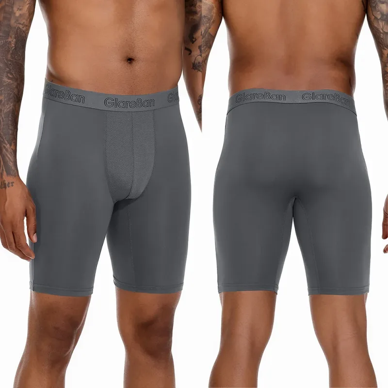 4 Stück gemischte Farben, schnell trocknende Boxershorts mit langem Bein, Unterhose, Unterwäsche für Zuhause und Sport, hochwertige Herrenhöschen — image 40
