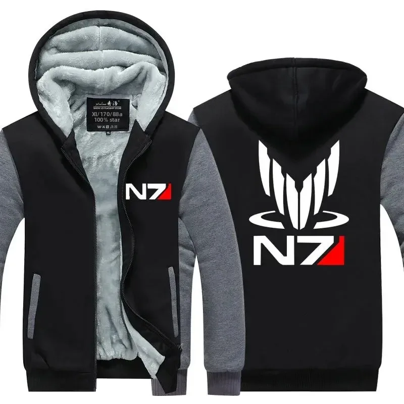 Effect N7 Hoodies Jacket Zipper Thickened Fleece Men's Winter Casual Fashion Men Women Anime Game Unisex N7 hoodie sweatshirt — image 9
