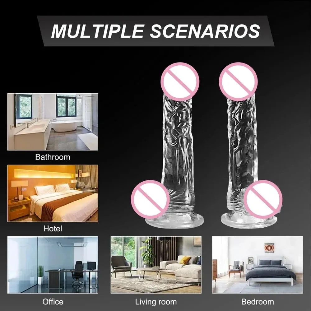Transparent Soft Jelly Dildo Realistic Fake Dick Penis Sucker Butt Plug Sex Toys for Woman Men Vagina Anal Sex Toys — image 3