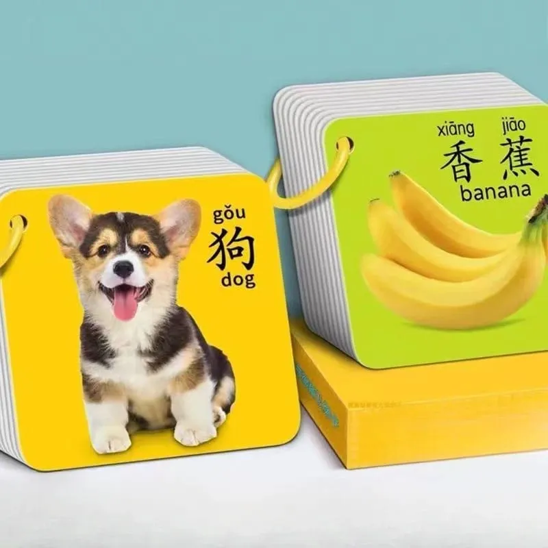 90 Pages Animal Fruits Numbers Card English&Chinese Characters Cards Learn Chinese Pinyin Literacy Cards — image 2