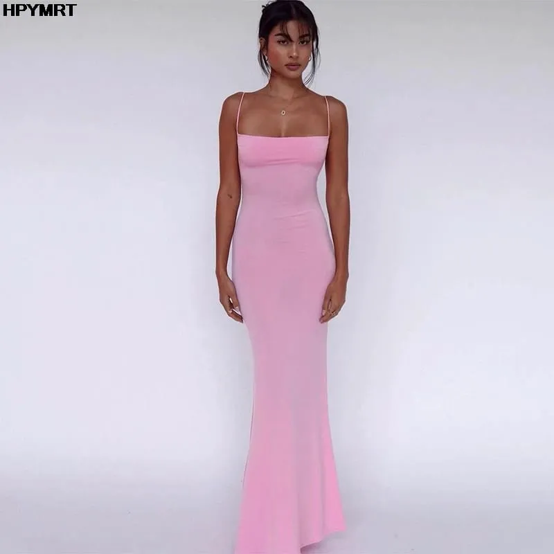 2025 Fashion kaswal Bagong Tag-init Sexy Sling Party Dress Solid na kulay Mahabang Babaeng Dresses Evening Dresses Pambabaeng Damit