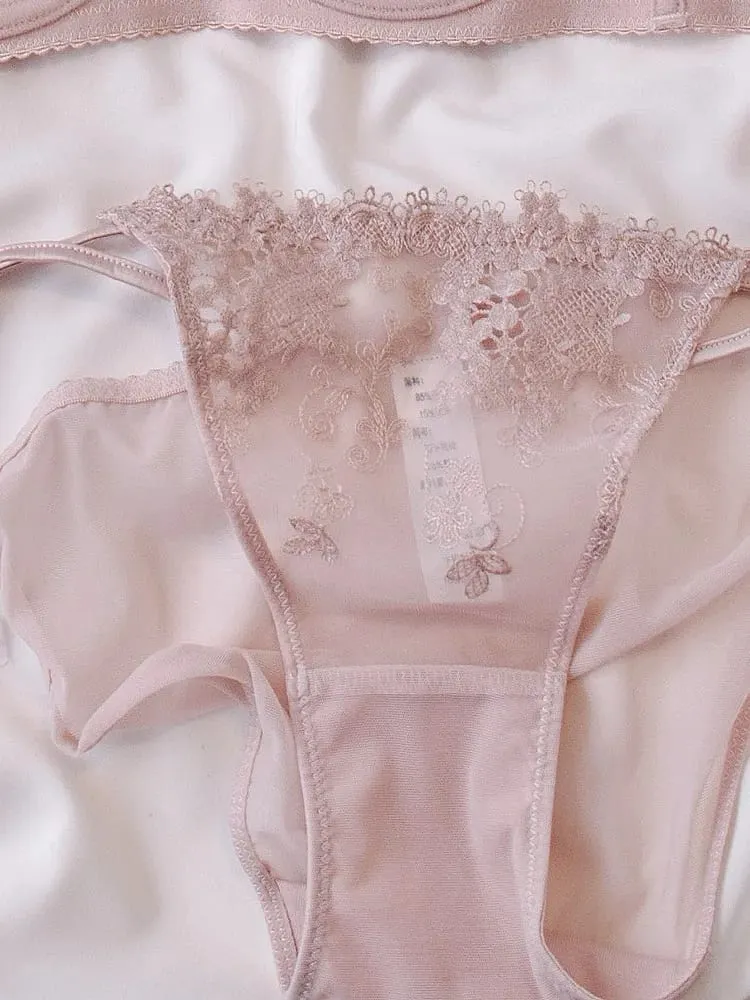 Light Luxury French Lace Underwire Cross Bra Set Bunny Ears Cup Light Luxury Lingerie Sexy Women Flash Sale — image 7
