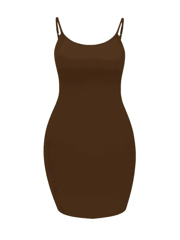 Plus Size Royal Blue Adjustable Spaghetti Strap Bodycon Mini Cami Dress — image 8