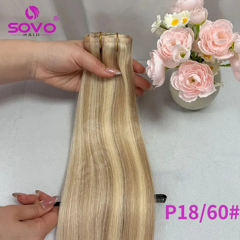 110G Tape PU Clip In Hair Premium Remy Clip In Human Hair Extensions 7pcs Clip-on Hair 14"-24" Balayage Ombre Mocha Brown Black — image 14