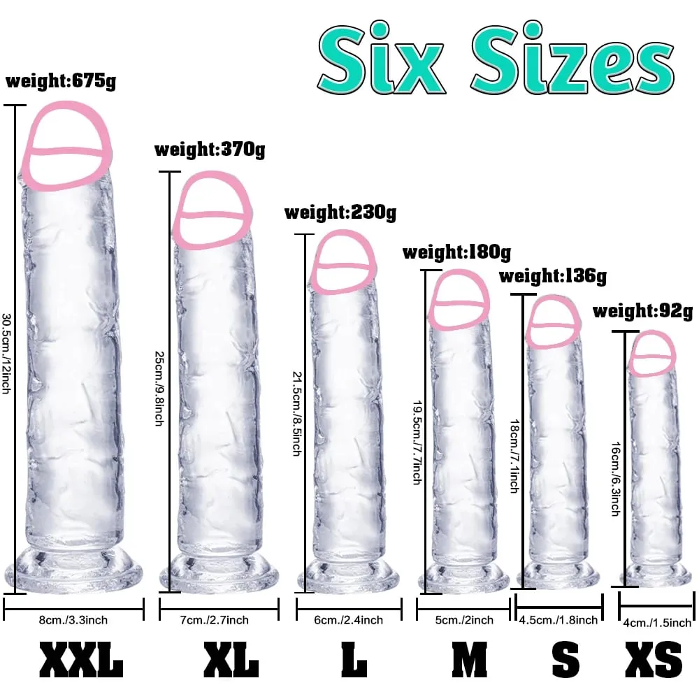 Transparent Big Dick 6 Sizes Realistic Jelly Dildo Soft Vaginal Masturbators Women Gay Penis Anal Sex Toys Suction Cup — image 1
