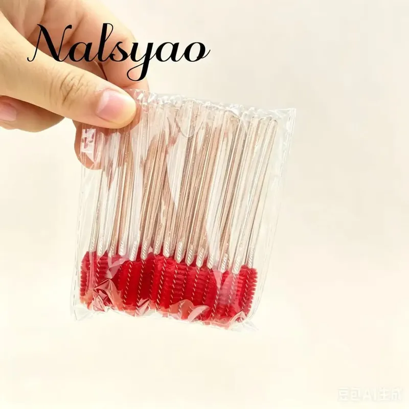 50 pçs escovas de cílios descartáveis extensão cristal sobrancelha escova rímel varinha cílios conjunto de ferramentas cosméticas maquiagem beleza — image 7