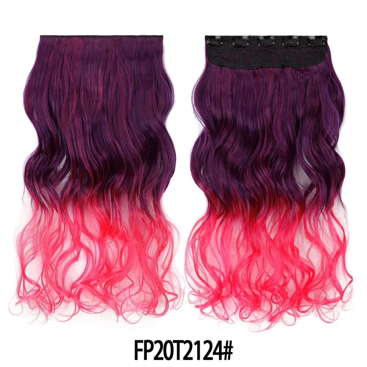 Jeedou uma peça 5 clipes ondulado ombre clipe em extensões de cabelo longo onda de água cabelo encaracolado sintético pedaço arco-íris colorido cabelo — image 23