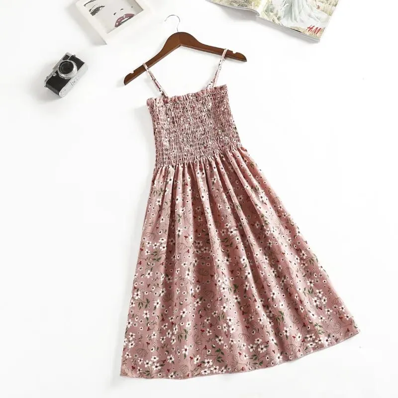 Mga Mini na Dress sa Tag-init Fashion Pambabae Elastic High Waist Casual Spaghetti Strap Sleeveless Dress Women Chiffon Dresses Vestidos — image 11