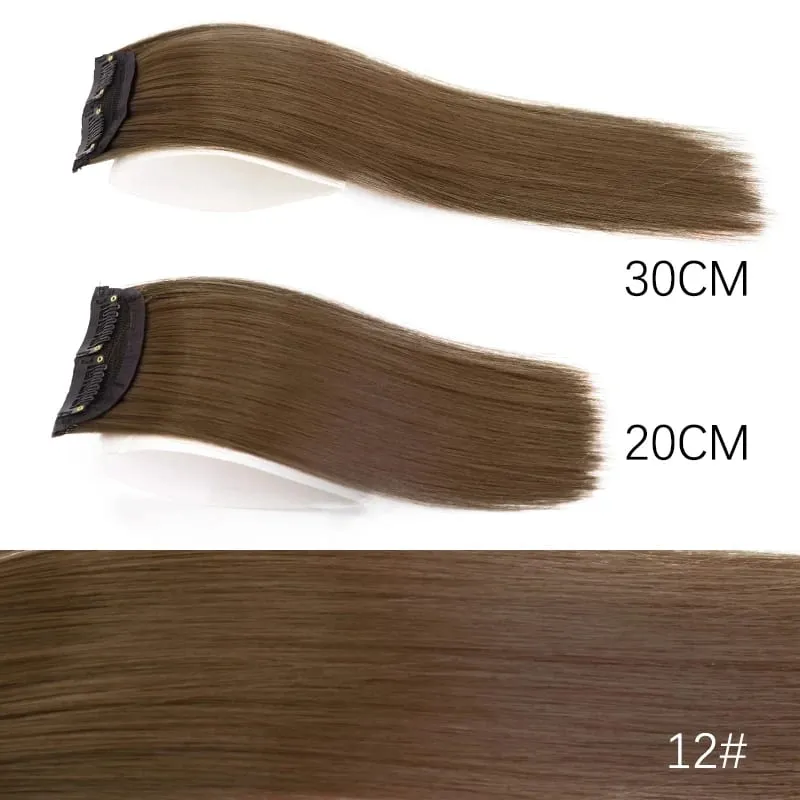 Syntetyczne 20 cm/30 cm niewidoczne proste podkładki klip w jednym kawałku do przedłużania włosów górna osłona boczna puszysta treska dla kobiet — image 13