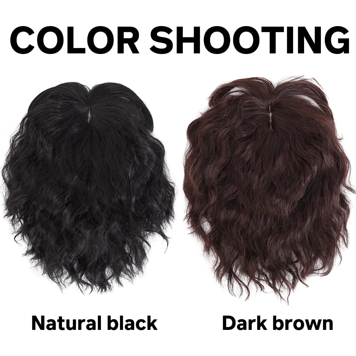 Topper Synthetic corn beard replacement block wig heat-resistant curly hair clip wig on the top of a woman's head — image 4