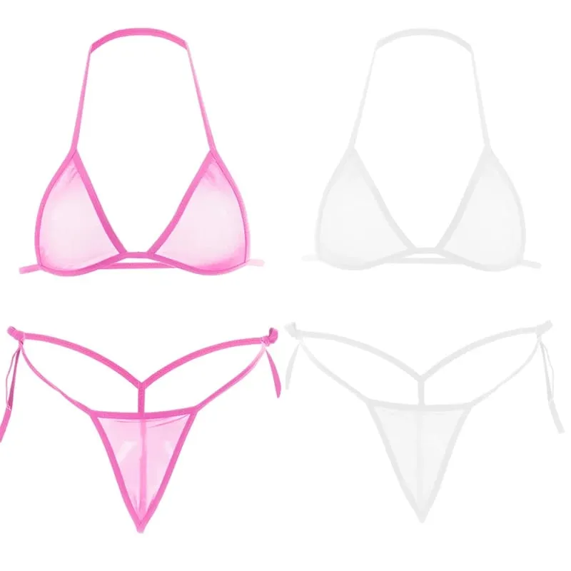 2PCS Women Sexy Lingerie Sets Ultra-thin Mesh Wirefree Bra Set Lingerie Ultra Hot Transparent Exotic Underwear Set ng Pambabae
