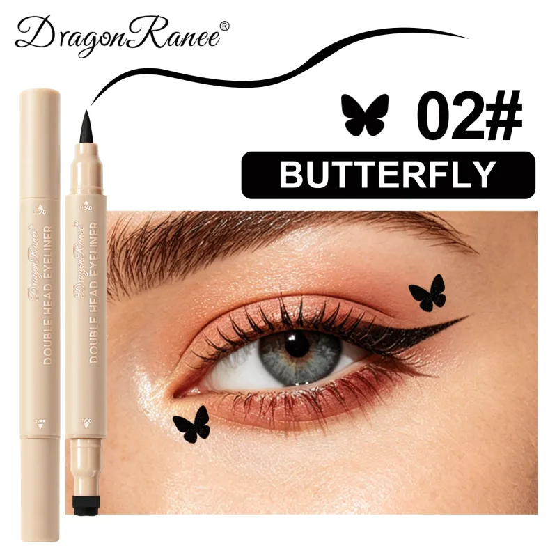 Double Head Eyeliner Stamp Waterproof Colorful Eyeliner With Heart/Star/Butterfly/Triangle Liquid Liner Seal Decorative Makeup