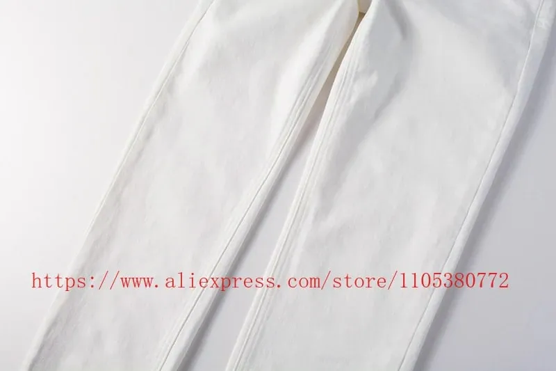 2026 New Arriva Men's Premium White Skinny Jeans Clean Fit Denim Pants High Street Fashion Trousers