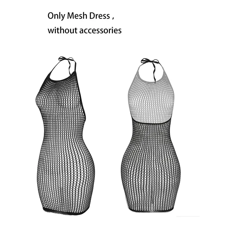 Women Summer Beach Cover Up Hollow Out Beachwear Bodycon Dress Without Underwear Sheer Mesh Fishnet Music festival Swimsuit — image 6