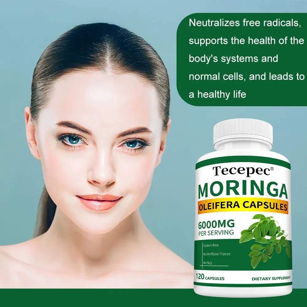 Organic Moringa Capsules 6000mg Antioxidant Boost Energy & Metabolism Support Immune Digestive Brain & Heart Health — image 6