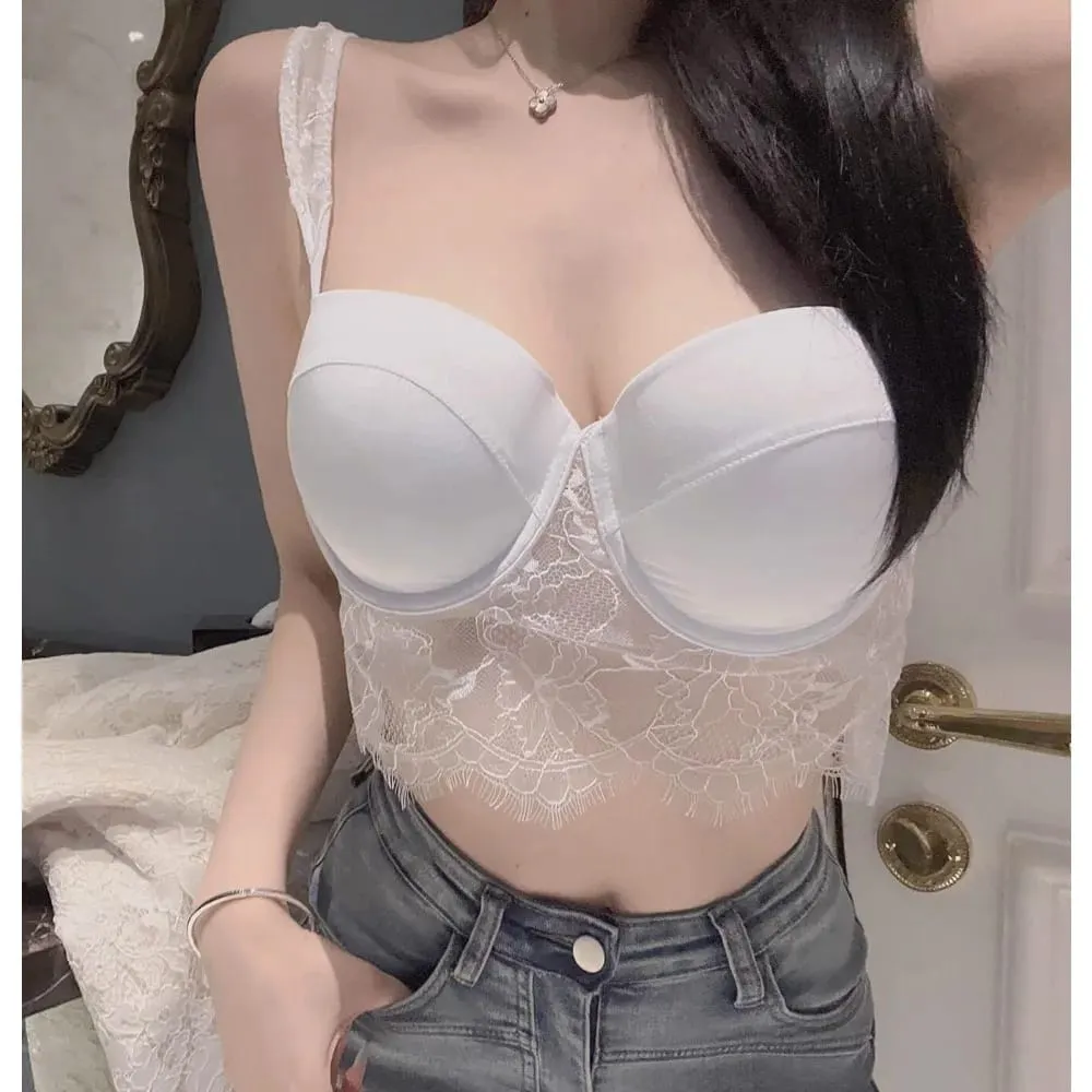 セクシーな Summer Thin Cup Lace Lingerie Set Soft Underwire Deep U‑Back Push‑Up Bra Matching Underwear Breathable Daily Intimates — image 2