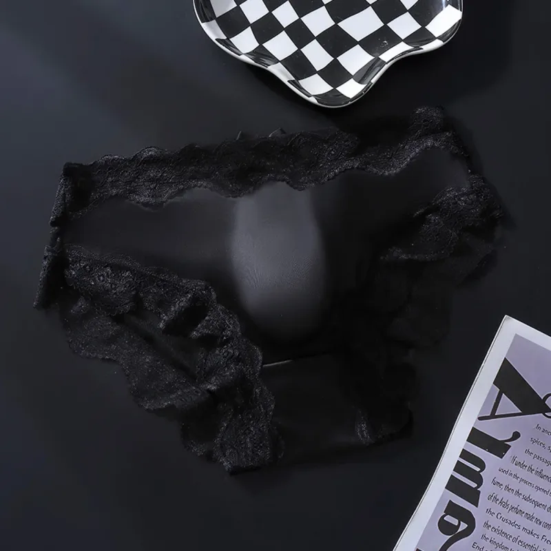 Men Triangle Panties Lace Trim Butterfly Knot Flower Pattern Manipis Super Kumportable U Bulge Pouch Breathable Transparent Underwe — image 6