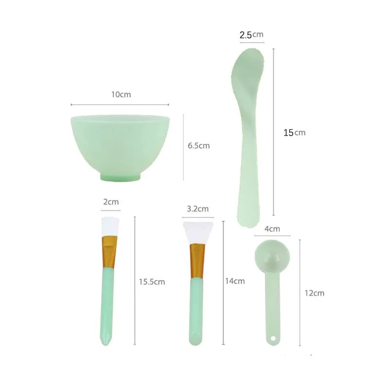 Face Mask Mixing Bowl Set 5pcs DIY Facemask Mixing Tool Kit Facial Mask Bowl Stick Spatula Silicone Soft Face Brushes Spoons — image 6
