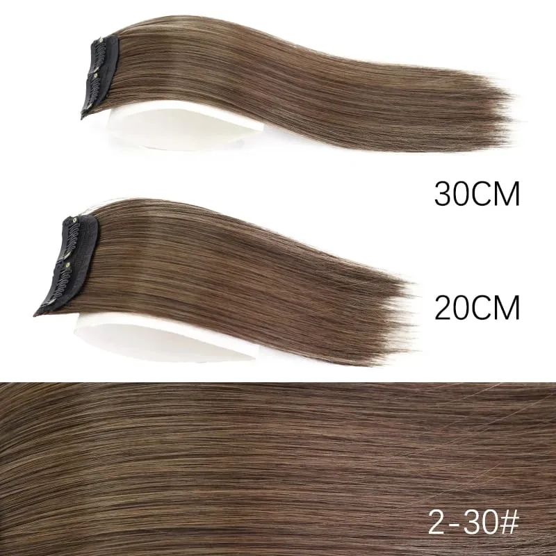 Syntetyczne 20 cm/30 cm niewidoczne proste podkładki klip w jednym kawałku do przedłużania włosów górna osłona boczna puszysta treska dla kobiet — image 8