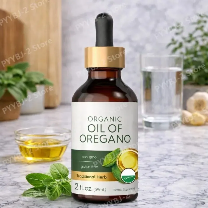 Óleo orgânico de orégano líquido gotas vegan suplemento de ervas saúde não-gmo sem glúten suporte nutricional diário 60ml por garrafa — image 1