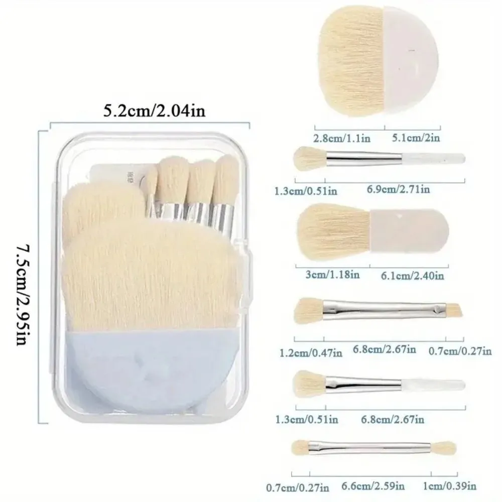 6Pcs/Set Soft Bristles Mini Makeup Brush Set Blending Brush Multiple Brush Heads Cosmetic Brushes Set With Storage Box — image 5