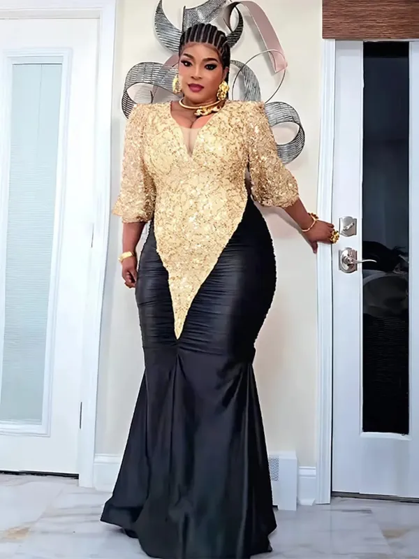 Elegant Women Luxury Party Dresses Dashiki Sequins Bodycon Robe Wedding Prom Birthday Evening Dress 2026 Spring Africa Damit