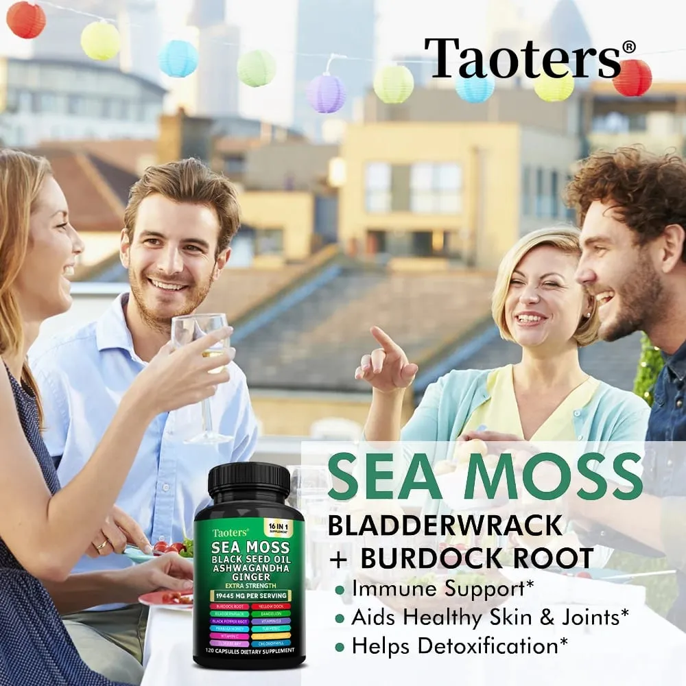 Dietary Supplement with Sea Moss Black Seed Oil Ashwagandha & Ginger - Helps Skin Health Immune Support Improve Sleep & Mood — image 6