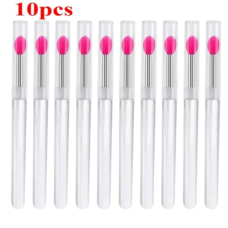 3/5/10Pcs Soft Silicone Lipstick Brush Lip Stick Applicator Portable Clear Handle Clean Microbrush Lipgloss Beauty Tool
