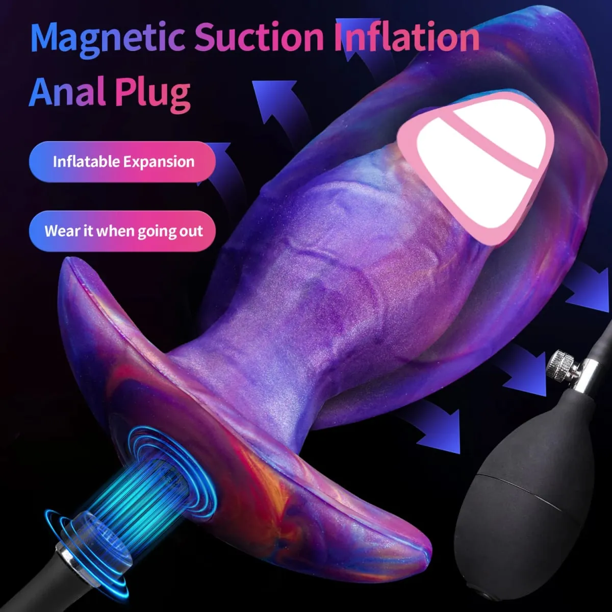 Large Inflatable Anal Plug Silicone Magnetic Air Pump Wearable Butt Plug G-Spot Prostate Massage Penis Sex Toys For Women Men — image 5