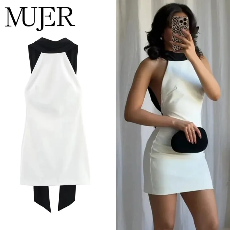 Vit rygglös kort klänning Kvinna Grimma Eleganta festklänningar för kvinnor off Shoulder Miniklänning Kvinnor Ny i klänningar Kvinna — image 2