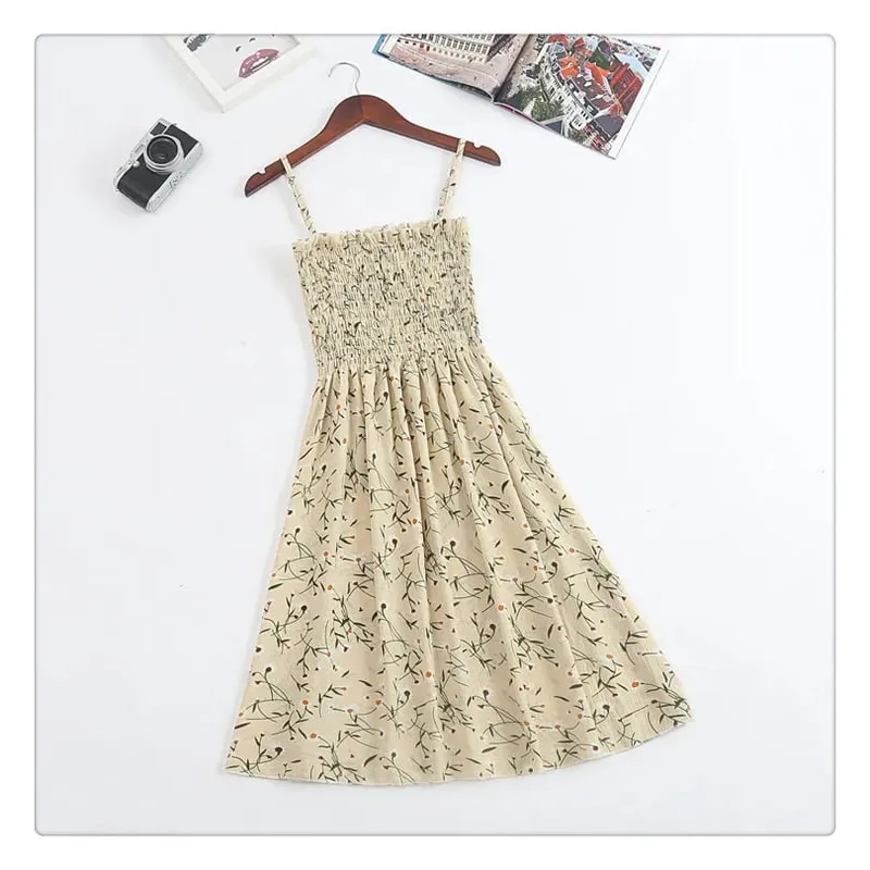 Mga Mini na Dress sa Tag-init Fashion Pambabae Elastic High Waist Casual Spaghetti Strap Sleeveless Dress Women Chiffon Dresses Vestidos — image 14