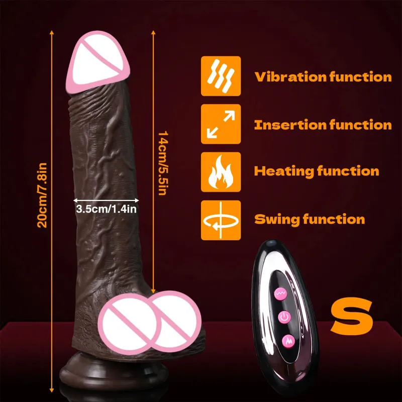 Realistic Dildo Telescopic Penis Vibrator Sex Toys Heating For Women Masturbation Sexy Adult Penetration Anal Thrusting Dildos