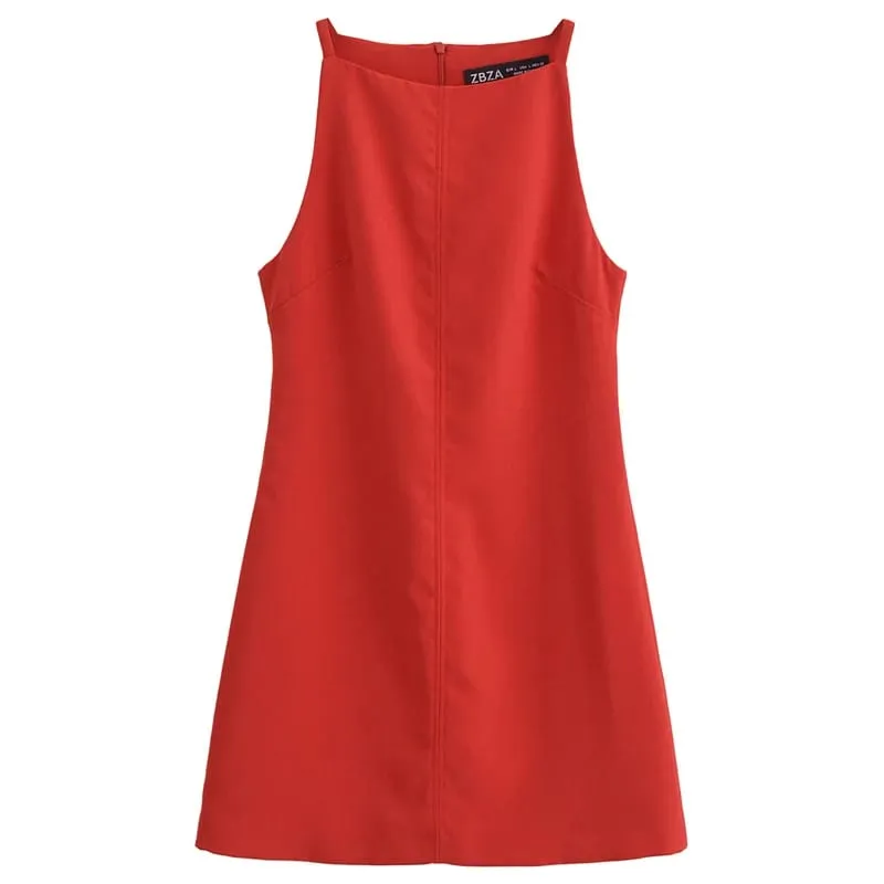 Moda vestidos de verão 2024 vestidos femininos bodycon sem mangas mini vestido branco vermelho azul preto amarelo vestido de férias — image 9