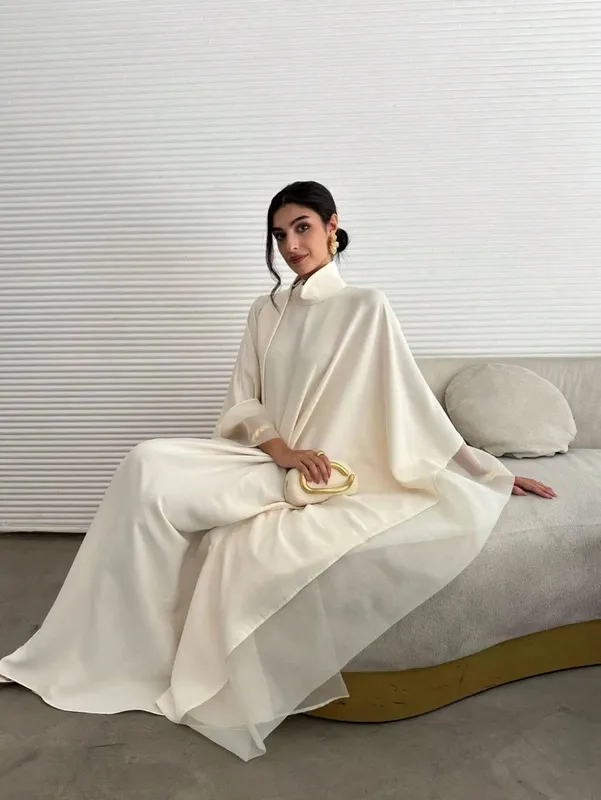 Mellanöstern Abaya Kvinnor Elegant Abayas Helärmad Lös festklänning Kväll Kaftans JilbabsIslamiska traditionella kläder