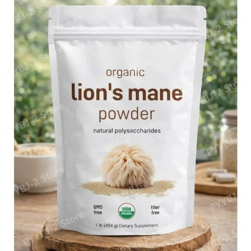 Organic Lion’s Mane Mushroom Powder Supports Brain Focus Energy and Immune Health Great for Smoothies & Coffee 454g Per Bag — image 6