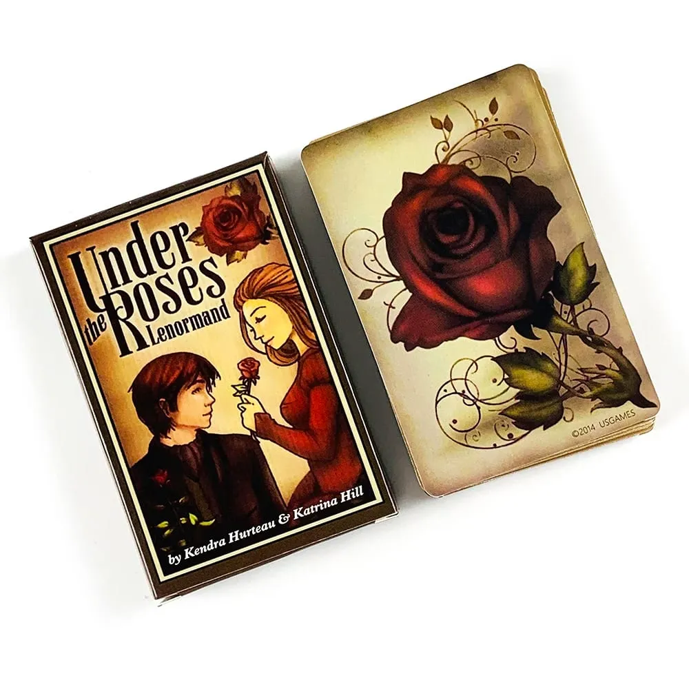 Under The Roses Lenormand Cards 39 Cards Vintage Love Story Divination Deck Romantic Relationship Cards Game for Soul Reading