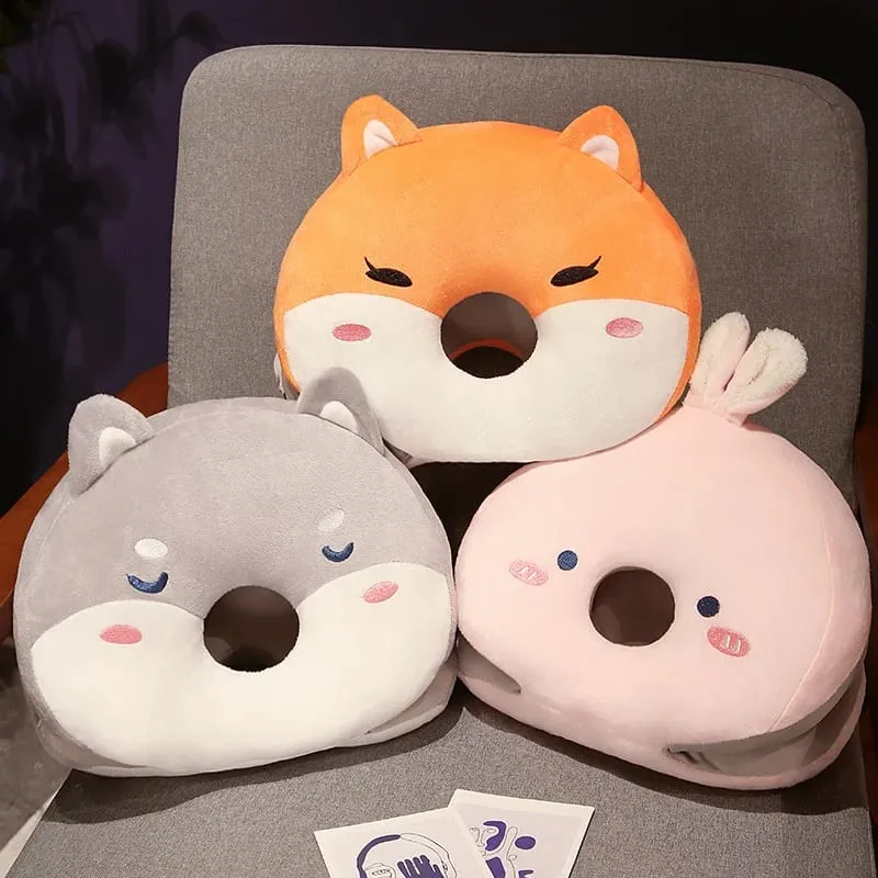 Rabbit Husky Fox Plush Nap Pillow Ice Silk Surface Cooling Sleep Cushion Office Desk Rest Pillow Home Travel Hug Pillow Gift — image 2
