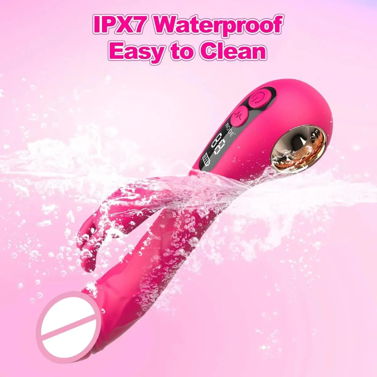 Female LCD Display Rabbit Ear Vibrator Clitoris Nipple Gspot Tease Dildo Stimulator Vagina Masturbator Sex Toys for Women Couple